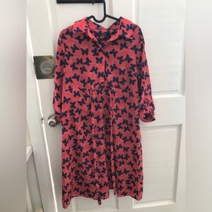 Gap Maternity Butterfly Print Collared Popover Dress Knee Length Pregnancy Small
